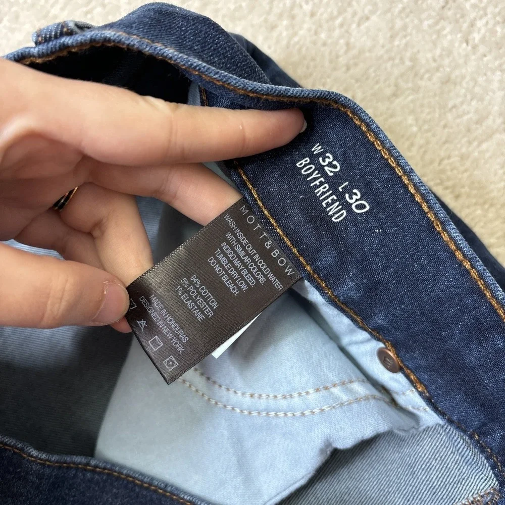 MOTT AND BOW Jeans Women's 32x30 Blue Boyfriend Denim Dark‎ Wash